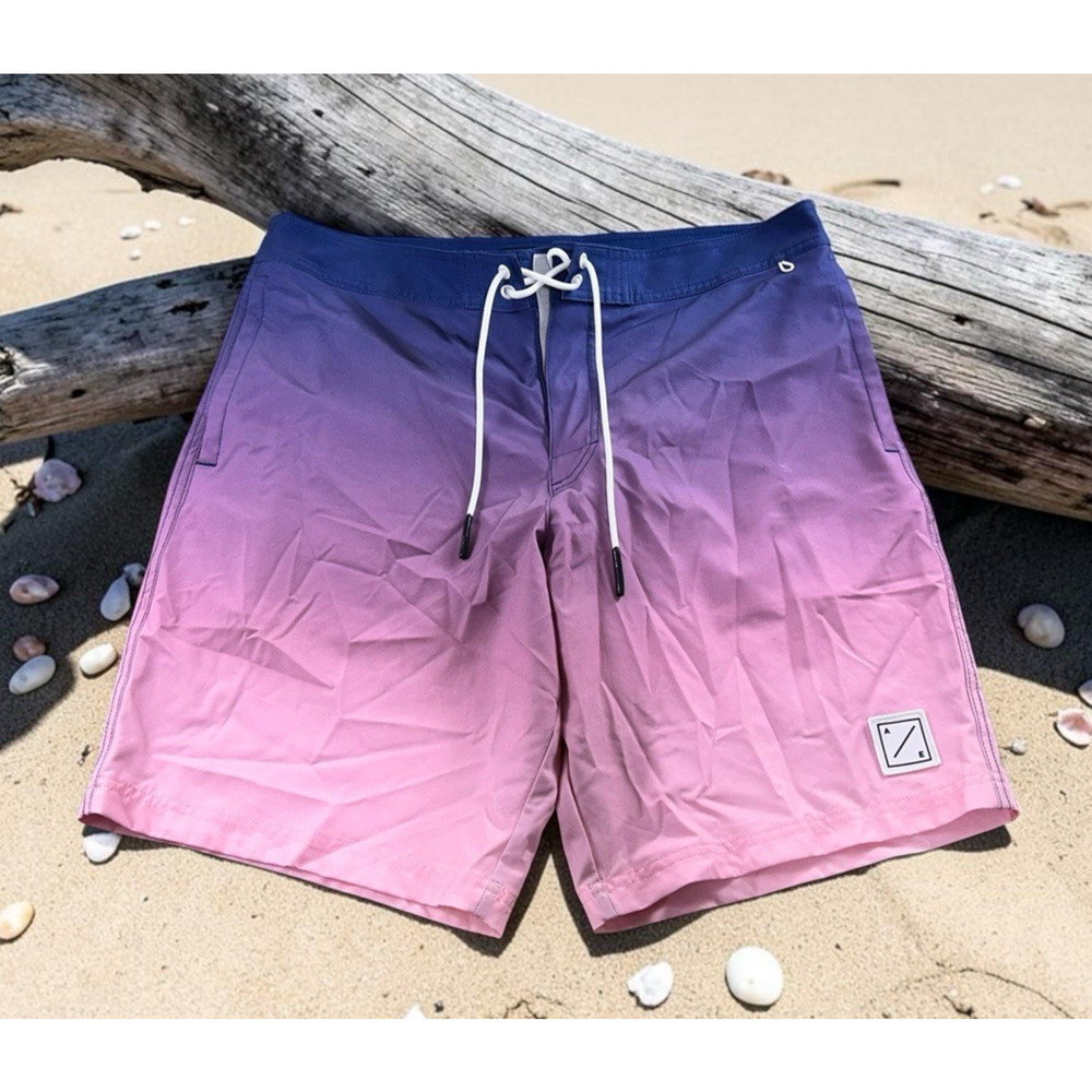Men's American Eagle Board Shorts Sz Large Ombre Purple Pink Swim Short New